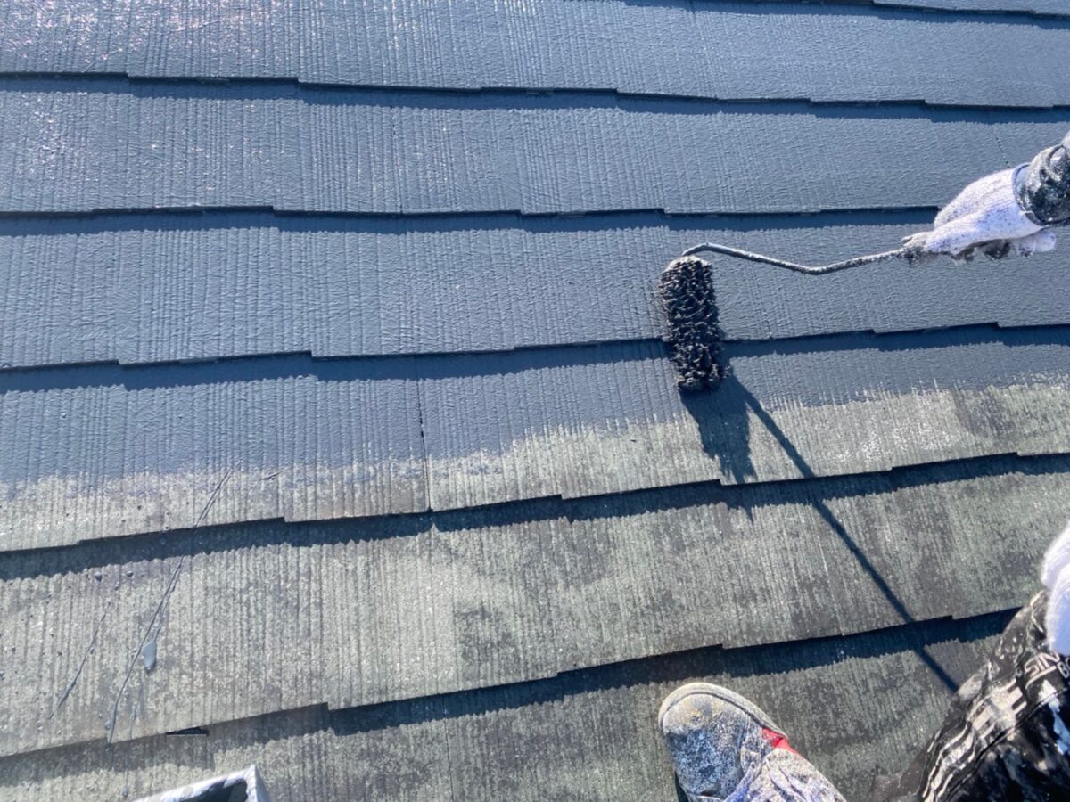 神奈川県横浜市　アパート　屋根・外壁塗装工事　スレート屋根の塗装